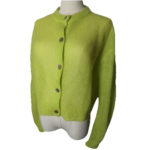 VINCE Brushed Button Mohair Cardigan in Serpentine Size M - Picture 1 of 12